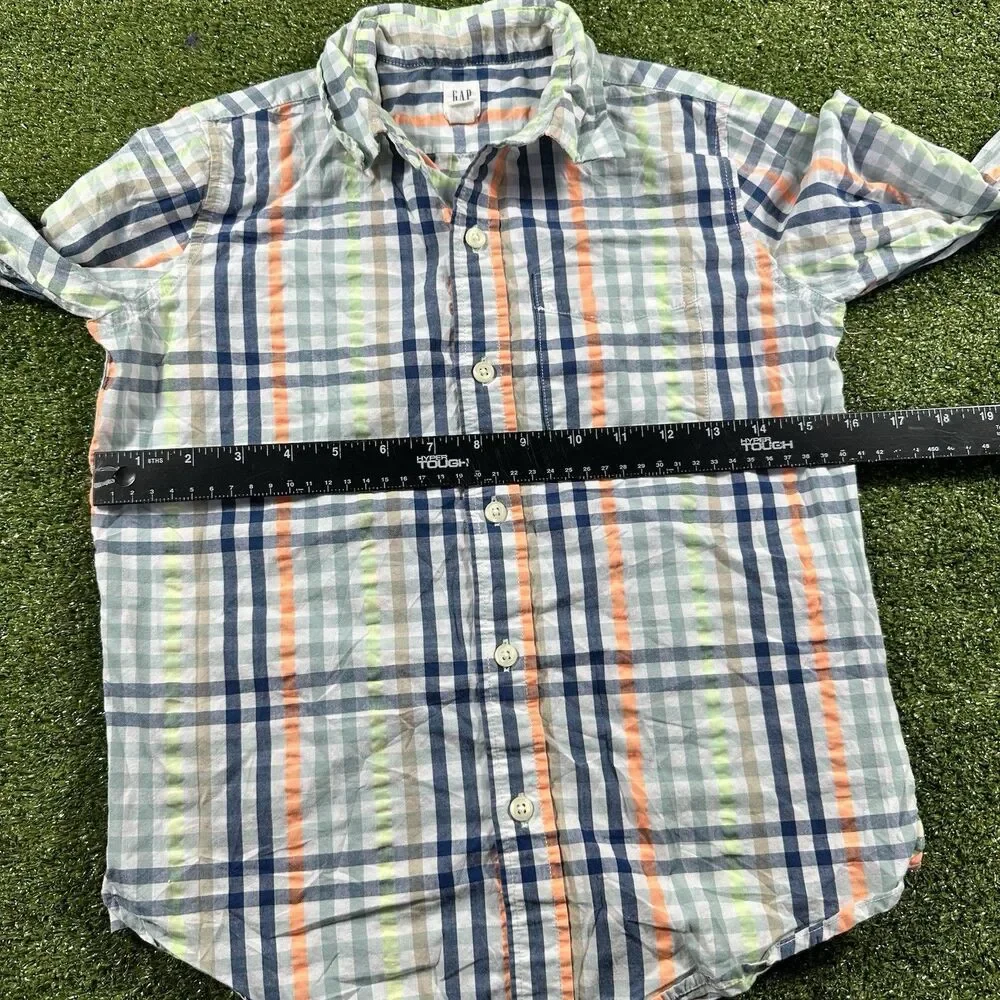 Gap Kids Boy's Long Sleeve Button-Down Plaid Shirt M (8)